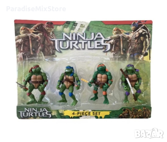 Комплект от 4 фигурки костенурки Нинджа H 10 см, снимка 1 - Фигурки - 44603265