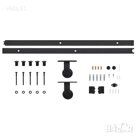 vidaXL Комплект механизъм за плъзгаща врата SKIEN 183 см стомана черен, снимка 5 - Железария - 56146064