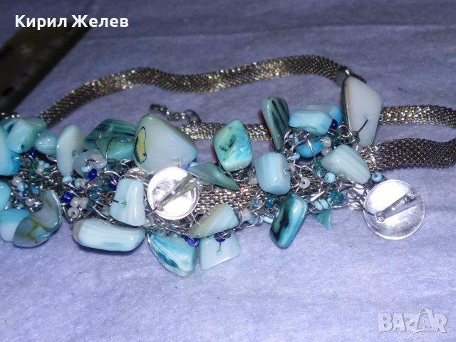 ПРЕКРАСНА ОГЪРЛИЦА от КРАЛСКИ СЕДЕФ МЪНИСТА и ПЛАНИНСКИ КРИСТАЛ и СРЕБРИСТ МЕТАЛ 38918, снимка 6 - Колиета, медальони, синджири - 41837020