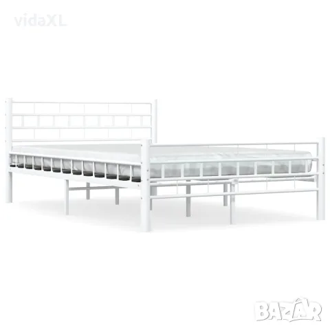 vidaXL Рамка за легло, бяла, метал, 140x200 cм