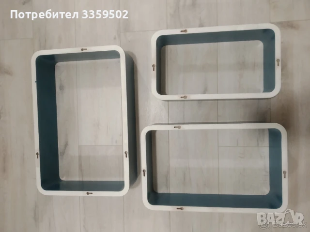 Стенни рафтове, етажерки, син, комплект от 3,, снимка 4 - Етажерки - 51004707