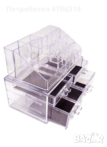 Функционален прозрачен органайзер за гримовев две части., снимка 2 - Други - 53248426