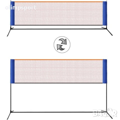 Комплект многофункционална мрежа със стойки за джитбол, бадминтон, волейбол и тенис. 