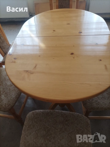 Трапезна разтегателна  маса + 6 стола, снимка 5 - Маси - 53690857