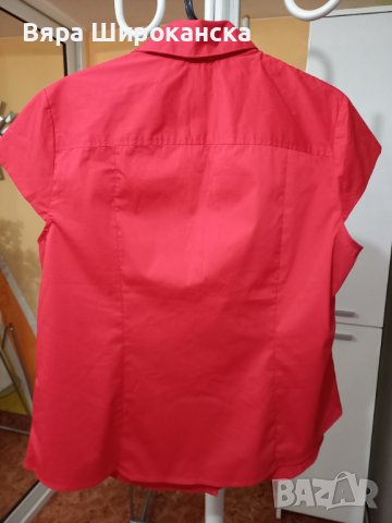 Червена памучна дамска риза, снимка 2 - Ризи - 40662733