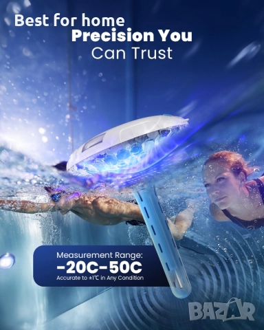 Соларен термометър  с 8 RGBW цветови режима, два цифрови дисплея , снимка 6 - Басейни и аксесоари - 51857173