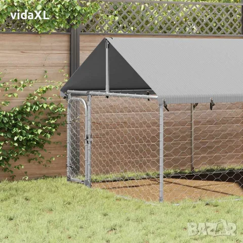 vidaXL Дворна клетка за кучета с покрив, 600x200x150 см, снимка 3 - За кучета - 56146193