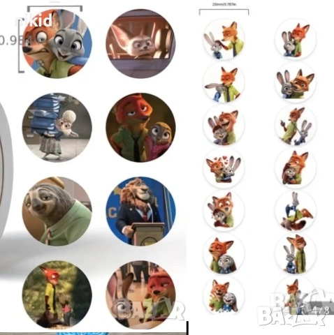 2 вида 100 бр Зоотопия Зоотрополис Zootropolis малки самозалепващи лепенки стикери ръчна подарък