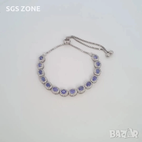 СРЕБЪРНА ГРИВНА С ТАНЗАНИТ, снимка 3 - Гривни - 52402089