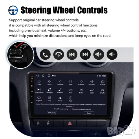 Audi A3 2003-2012 9” 2-DIN с Android’14, 4G/LTE, WiFi, 4GB/64GB, 8-core CPU , снимка 14 - Аксесоари и консумативи - 53053624