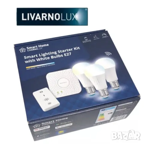Комплект за умно осветление Livarno Lux с 3 крушки E27, управление чрез приложение Smart Home
