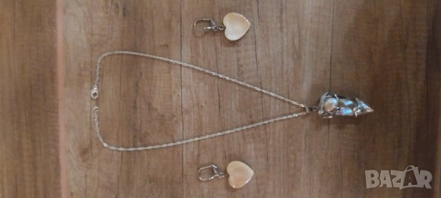 Комплект Обеци и сребърен медальон - колие с камък внос от Англия, снимка 6 - Бижутерийни комплекти - 38757320