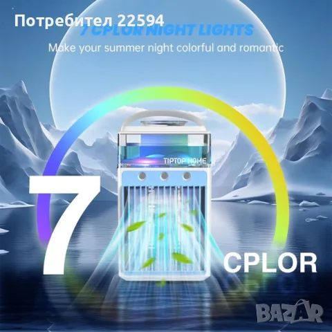 Преносим 5-в-1 климатик с управление чрез приложение , 800 ml резервоар , 3 скорости , снимка 4 - Климатици - 55752824