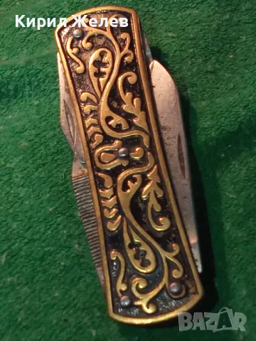 Старо КОЛЕКЦИОНЕРСКО РУСКО ДЖОБНО НОЖЧЕ с ОРНАМЕНТИРАНИ МЕСИНГОВИ ЧИРЕНИ 46828, снимка 14 - Колекции - 46511021