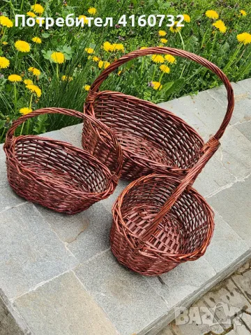 Плетена бяла и кафява  овална кошница, кошници за декорация,  подаръчни кошници, снимка 3 - Други - 46900030