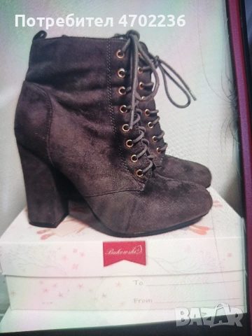 Дамски велурени сиви боти на ток 36 номер