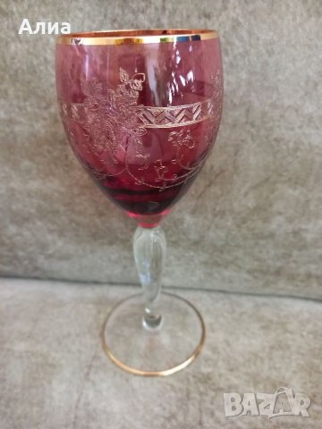 Гравирани чаши цветно стъкло за вино 6 бр., снимка 6 - Чаши - 40448334
