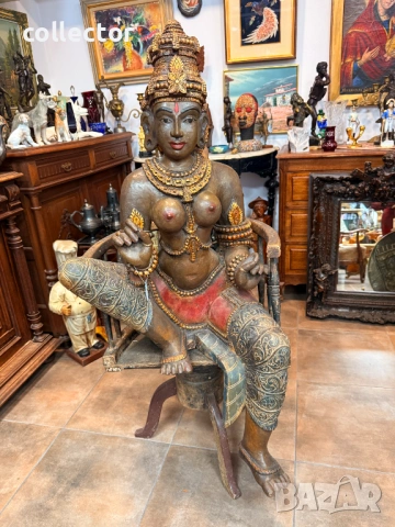 Голяма дървена скулптура / дърворезба на Богияна Парвати. №7813