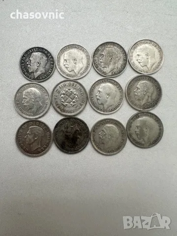 🪙 Лот 12 броя СРЕБЪРНИ монети 3 Пенса Великобритания (1920-1939) - 40€, снимка 4 - Нумизматика и бонистика - 56162584