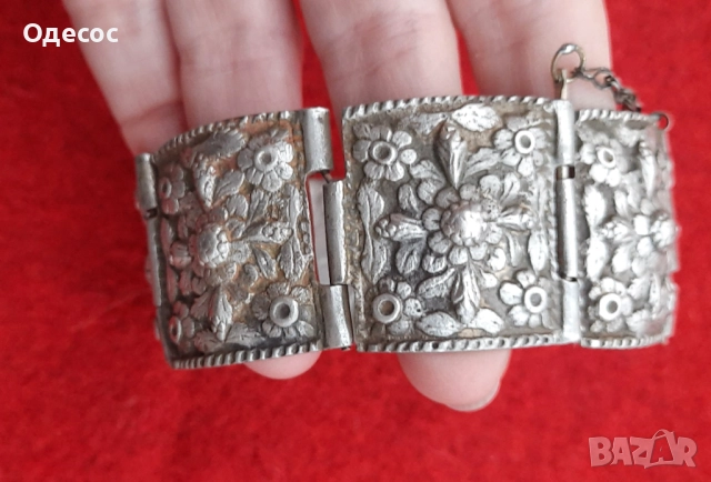 Рядка възрожденска масивна сребърна гривна, снимка 13 - Антикварни и старинни предмети - 52308929