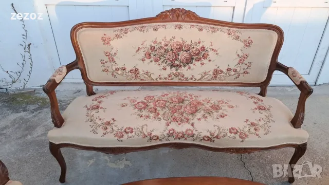 Комплект за хол барок махагон, снимка 4 - Дивани и мека мебел - 56353449