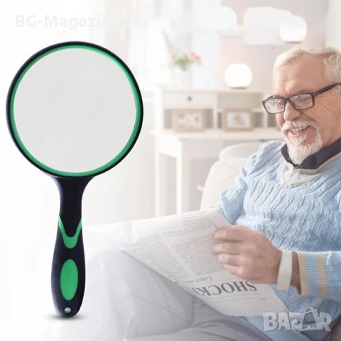 Увеличителна мощна голяма стъклена ръчна лупа 10X увеличение за четене на книги вестници с дръжка, снимка 5 - Други инструменти - 50920923