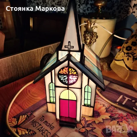 Настолна лампа,изработена в стил Тифани, снимка 3 - Настолни лампи - 55933780