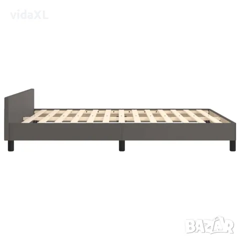 vidaXL Рамка за легло с табла без матрак, сива, 140x200 см, снимка 6 - Спални и легла - 56147177