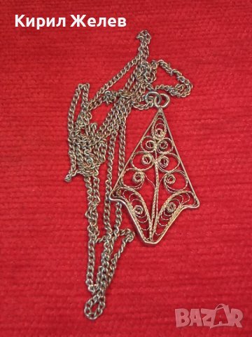 СРЕБЪРЕН ФИЛИГРАН МЕДАЛЬОН и СИНДЖИРЧЕ СТАРО ГРАДСКО БИЖУ СРЕБРО РЪЧНА РАБОТА 15323, снимка 4 - Антикварни и старинни предмети - 30343459