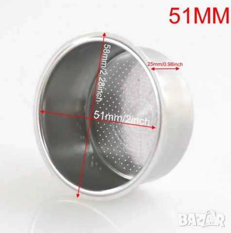 Цедка за кафе, 51мм, стандартна, Филтър за кафе, за кафе машина, сито, метална кошница, еспресо кафе, снимка 2 - Кафемашини - 50676940