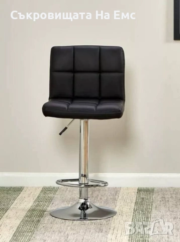 ✨ Комплект 2️⃣Броя Елегантни Бар Столове с Облегалка /Черна Кожа /Регулируема Височина, снимка 5 - Столове - 53720563