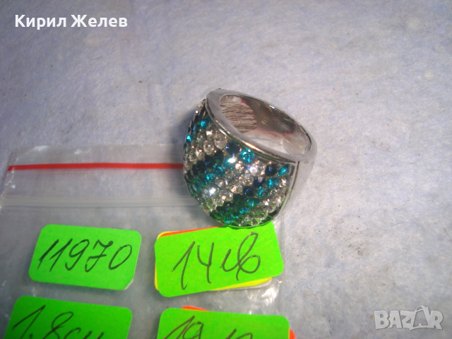 КРАСИВ КРИСТАЛЕН ПОСРЕБРЕН АРТ МОДЕН ПРЪСТЕН 11970, снимка 4 - Пръстени - 36377555