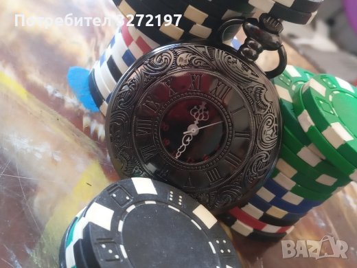 NOUSEG винтидж джобен кварцов часовник с римски цифри+ верижка , снимка 6 - Джобни - 41227257