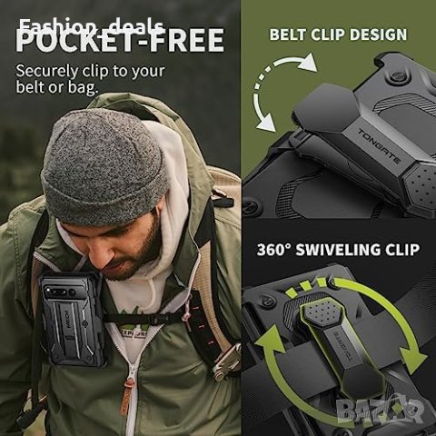 Нов Военен двуслоен удароустойчив здрав калъф за телефон със стойка и щипка за колан за Pixel Fold 5, снимка 3 - Калъфи, кейсове - 41502819