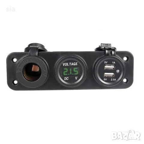 Монтажен панел с Волтметър, 2 USB порта, гнездо за запалка, снимка 3 - Аксесоари и консумативи - 47724031