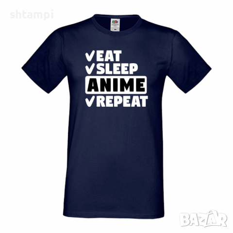 Мъжка тениска Anime,Eat,Sleep,Anime,Repeat,Ядене,Спане,Подарък,Повторение,Празник,, снимка 10 - Тениски - 36418841