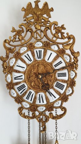 Бронзов рядък стенен механичен швейцарски часовник, снимка 2 - Антикварни и старинни предмети - 42497168