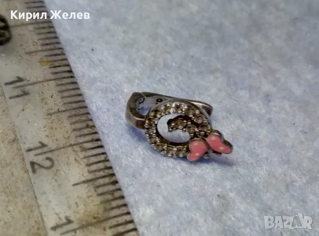 ФИГУРАЛНА АНГЛИЙСКА ЕМАЙЛИРАНА СКЪПОЦЕННА СРЕБЪРНА ОБЕЦА ПЕПЕРУДКА СРЕБРО S925  РЪЧНА РАБОТА 47543, снимка 2 - Обеци - 49682593