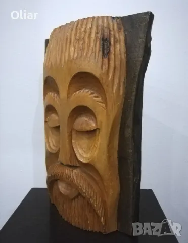 Много красива дърворезба. Мъжка глава. "Мъдрост и сила" , снимка 2 - Пана - 48513460