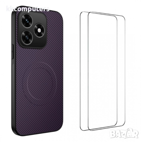 WANLONFENG Магнитен калъф за Honor X5c Plus 4G/ Honor X5c 4G- Карбонова текстура, MagSafe, 2 бр. Про, снимка 3 - Калъфи, кейсове - 52629474