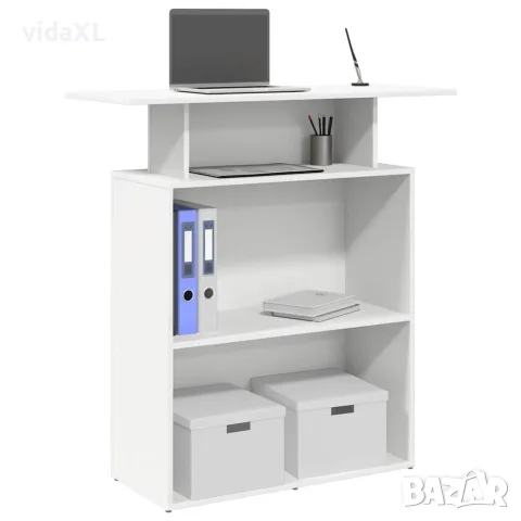 vidaXL Рецепционно бюро, бяло, 100x40x104 см, инженерно дърво, снимка 2 - Бюра - 56148286