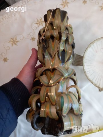 Метален свещник с голяма декоративна свещ, снимка 8 - Декорация за дома - 35738411