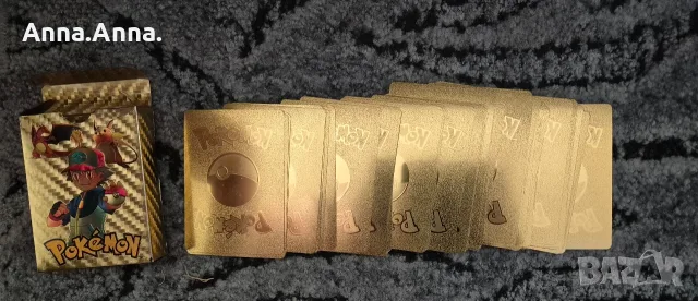 Ново тесте карти Pokémon, златно, 55 карти в тесте. , снимка 2 - Карти за игра - 56176789