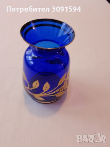 Синя и златна кристална стъклена ваза Бохемия, снимка 9 - Други ценни предмети - 41147891