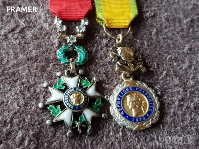 Златна 18 карата МИНИАТУРА с ДИАМАНТИ ордени Легиона и военен 1870 злато, снимка 7 - Антикварни и старинни предмети - 41344039