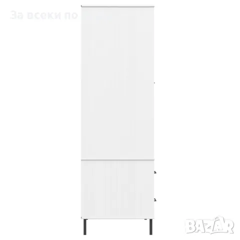 Гардероб с метални крака бял 90x55x172,5 см масивно дърво OSLO, снимка 5 - Гардероби - 47755190