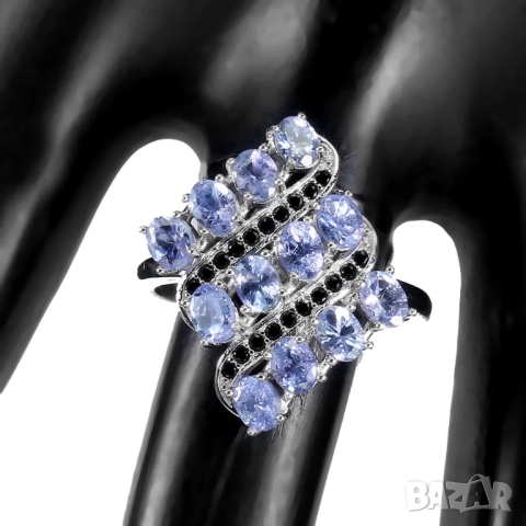 925 сребърен пръстени с кианит, нефрит, аквамарин, гранат,  подходящи за подарък, снимка 11 - Пръстени - 51769200