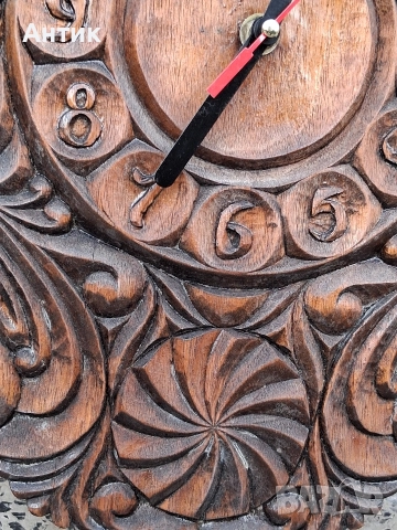 Красив Стар Стенен Часовник Дърворезба Масив от Соца, снимка 8 - Антикварни и старинни предмети - 52856909