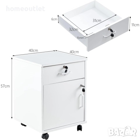 ПРОМОЦИЯ Офис шкаф със заключващ механизъм в бяло CLIPOP SGWS-ST-0164WH, снимка 7 - Шкафове - 52704447