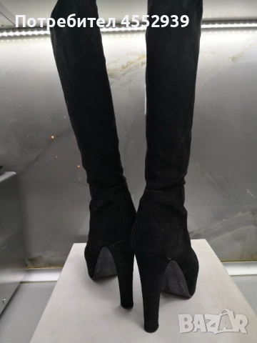 Велурени ботуши на ток и платформа , снимка 3 - Дамски ботуши - 52958069
